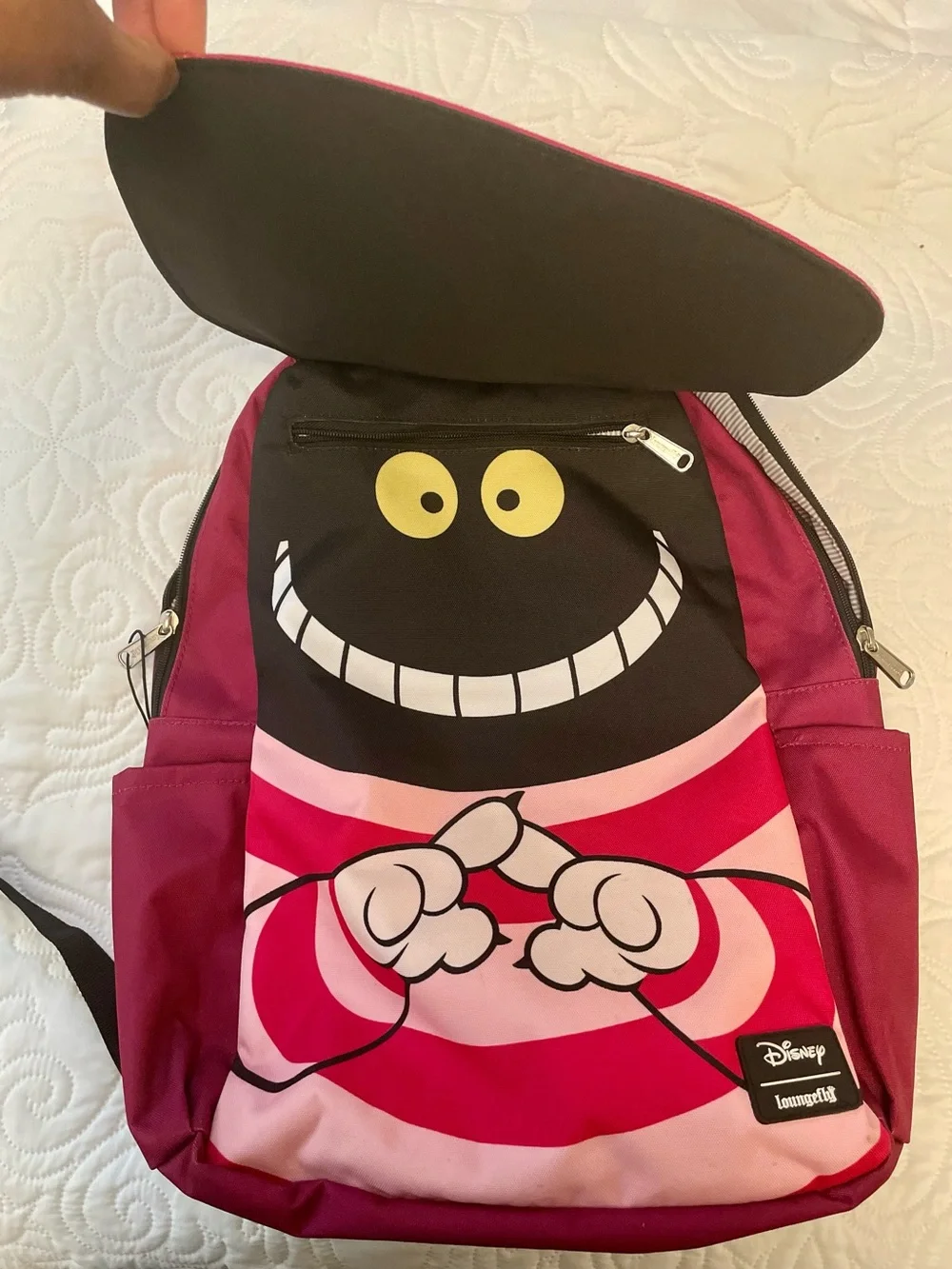 Disney x Loungefly Cheshire Cat Pink & Magenta Backpack - Picture 9 of 11